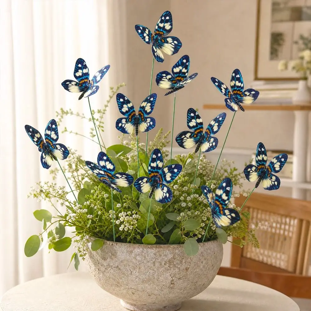 12PCS Multicolor Butterfly Garden Stakes 3D Butterfly Indoor Outdoor Garden Butterfly Stakes Plastic Photo Props