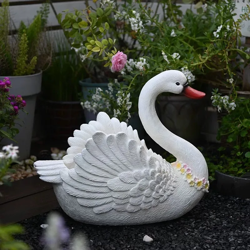 Swan Flower Pot Simulation Animal Resin Crafts Courtyard Balcony Garden Layout duck flower pot decoration outdoor decoration 1Pc