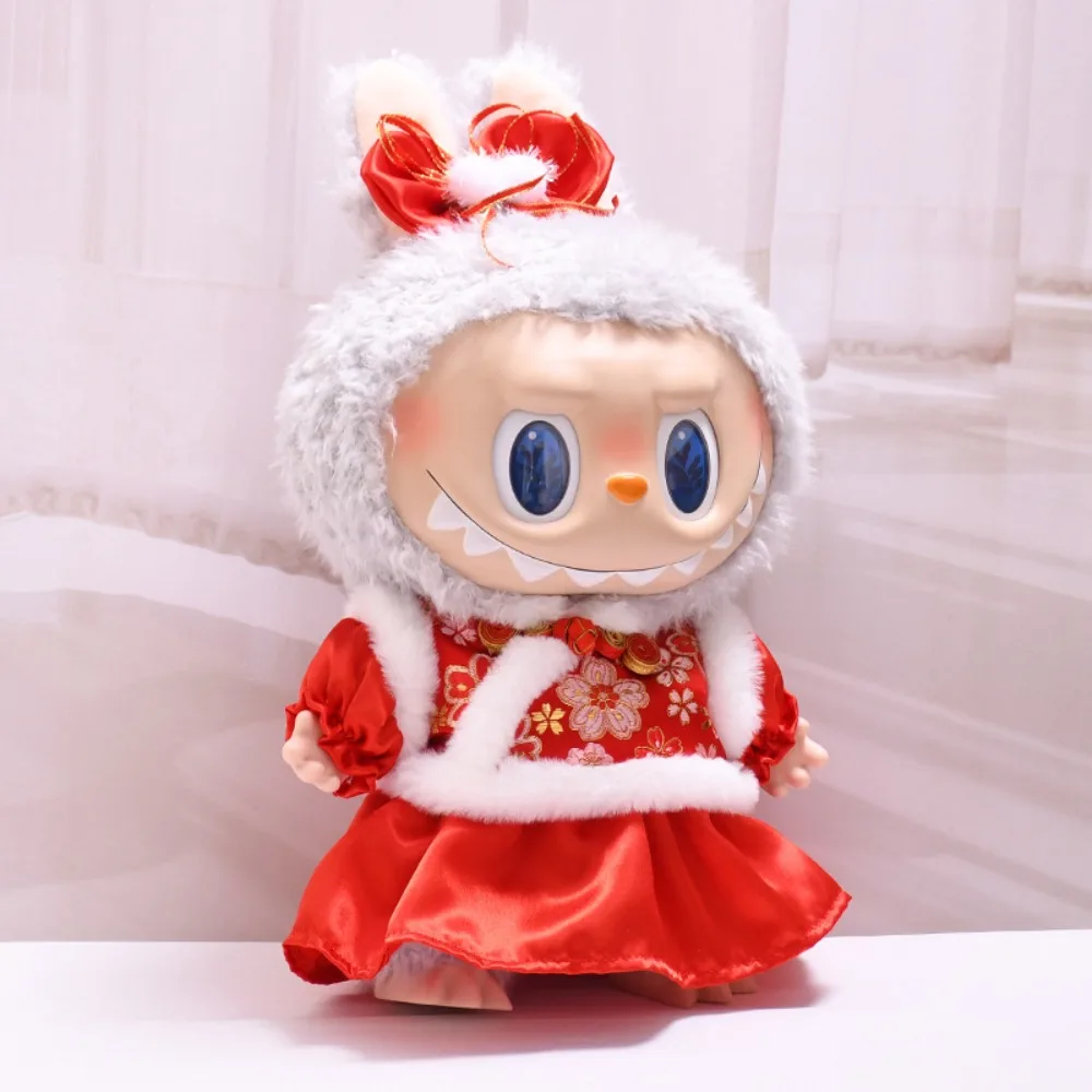 For 38cm Labubu Doll Clothing New Year Tang Suit Dress Up Love Clothes Dolls Accessories Changing Dress Playing House Game Toys