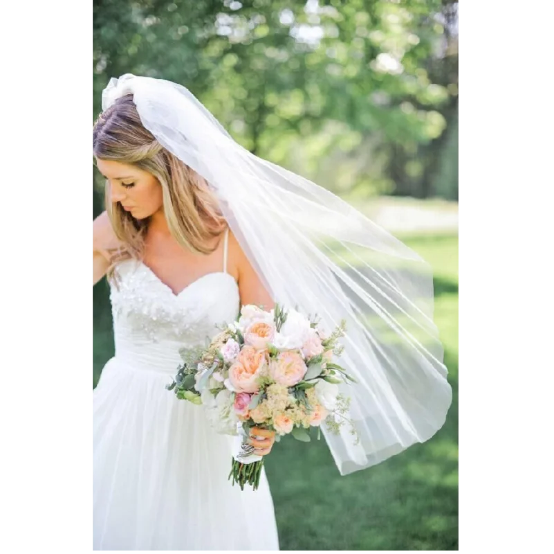 Velo de novia blanco de 1 nivel con peine, accesorios de boda, accesorios para el cabello, velos de novia