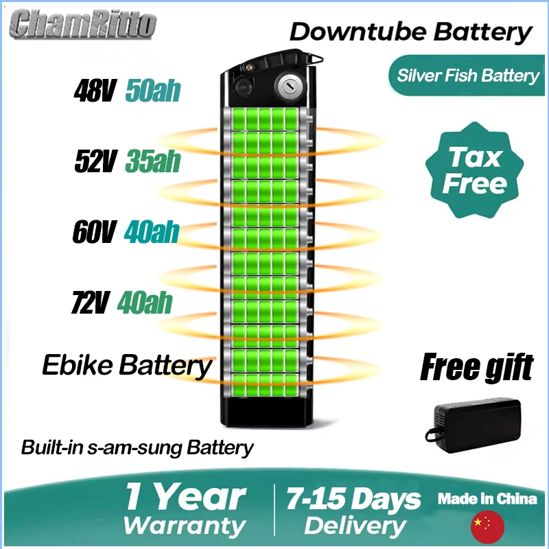 

Аккумулятор SilverFish для электровелосипедов 36В 48В 52В 20Ач 24Ач 30Ач 40Ач 50Ач 60Ач, литиевая батарея для электровелосипедов 60В 72В 1000Вт 2000Вт 3000Вт