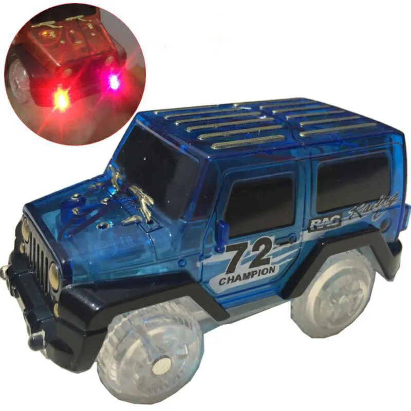 

LED Light Up Cars Glow Race Track Electronic Car Toy Flashing Kid Railway Luminous Machine Track Car Brinquedos