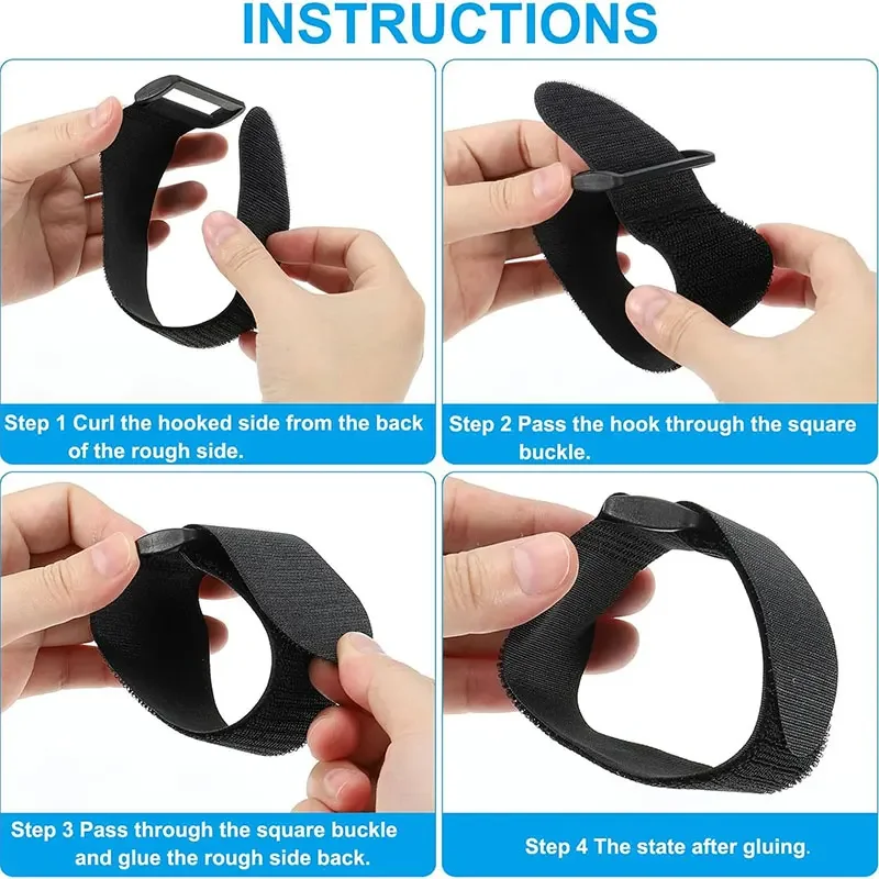 5/10PCS Hook and Loop Securing Straps Reusable Fastening Cable Strap Nylon Adjustable Cable Ties Organizer for Cord Management