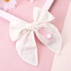 Fashion Embroidery Rabbit Hairpins Ribbon Pink Ballet Shoes Hair Bows Clips Girls Barrettes Headwear Hair Styling Accessories