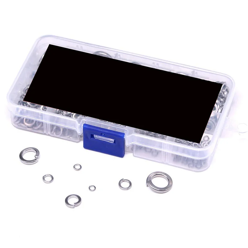 

ABUF-Spring Lock Washer,304 Stainless Steel Spring Lock Washer Assortment Set (820-Pcs,8-Size)