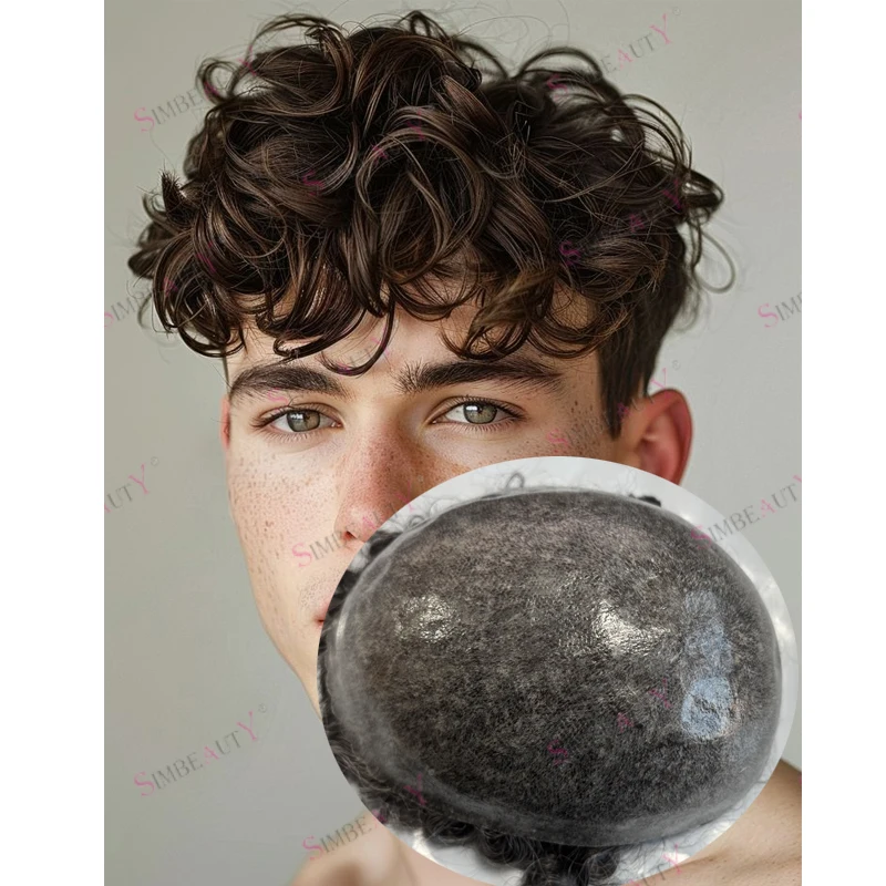 

Реалистичная линия волос 28 мм вьющиеся коричневые блондинки мужские парики капиллярный протез система прочная силиконовая основа мужской парик серые шиньоны