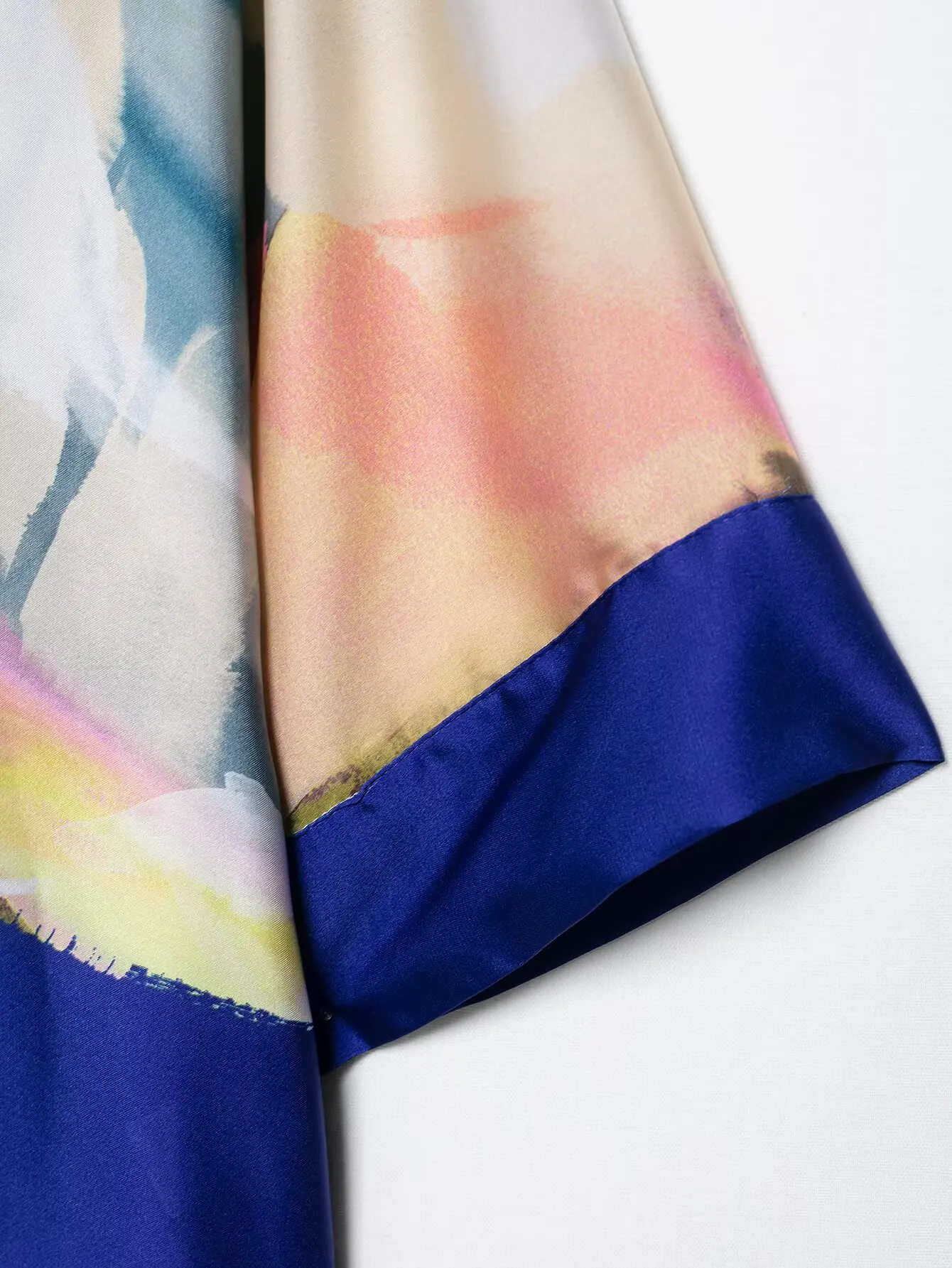 Zevity Women Fashion Contrast Color Tie Dyed Print Casual Smock Blouse Office Lady Kimono Shirt Chic Chemise Blusas Tops LS9123