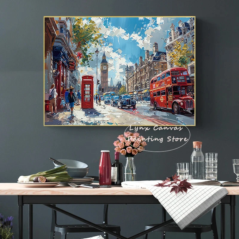 Autumn Watercolor Ink London Big Ben Poster New York City Paris Eiffel Tower Canvas Painting Print for Living Room Home Decor