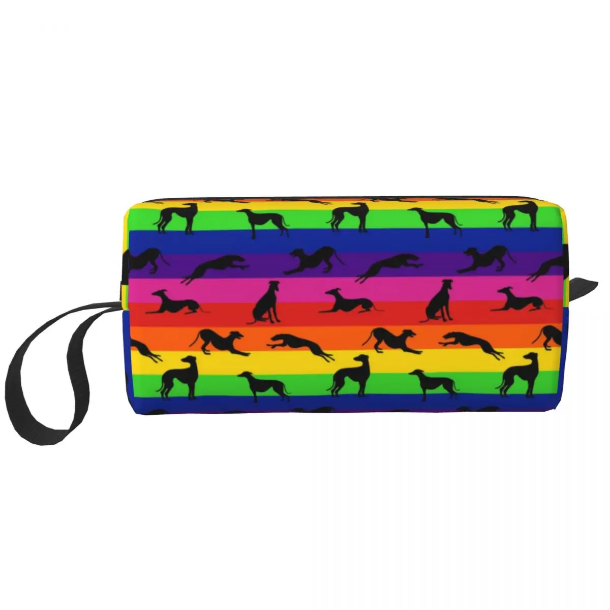 Greyt Greyhound Rainbow Toiletry Bag Whippet Sighthound Dog Makeup Cosmetic Organizer Ladies Beauty Storage Dopp Kit Case