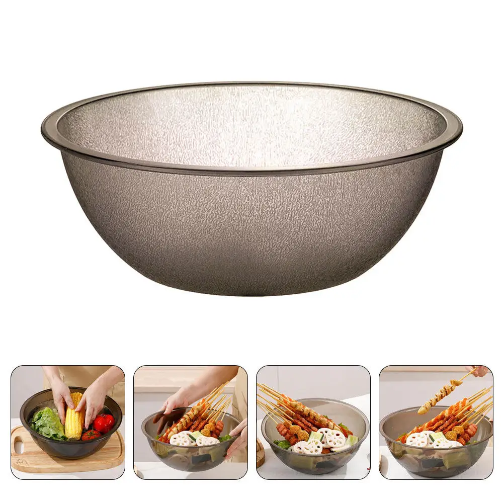 

Large Acrylic Mixing Basin Food Bowl for Salad Rice Fruits Noodles Kitchen Vegetable Washing Dishwasher Safe Smooth Round Design