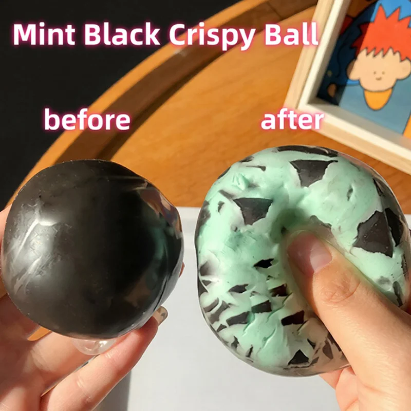 Mint Dark Chocolate Anti Stress Squeeze Ball Sensory Fidget Mint Black Crispy Ball Crispy Decompression Funny Ball