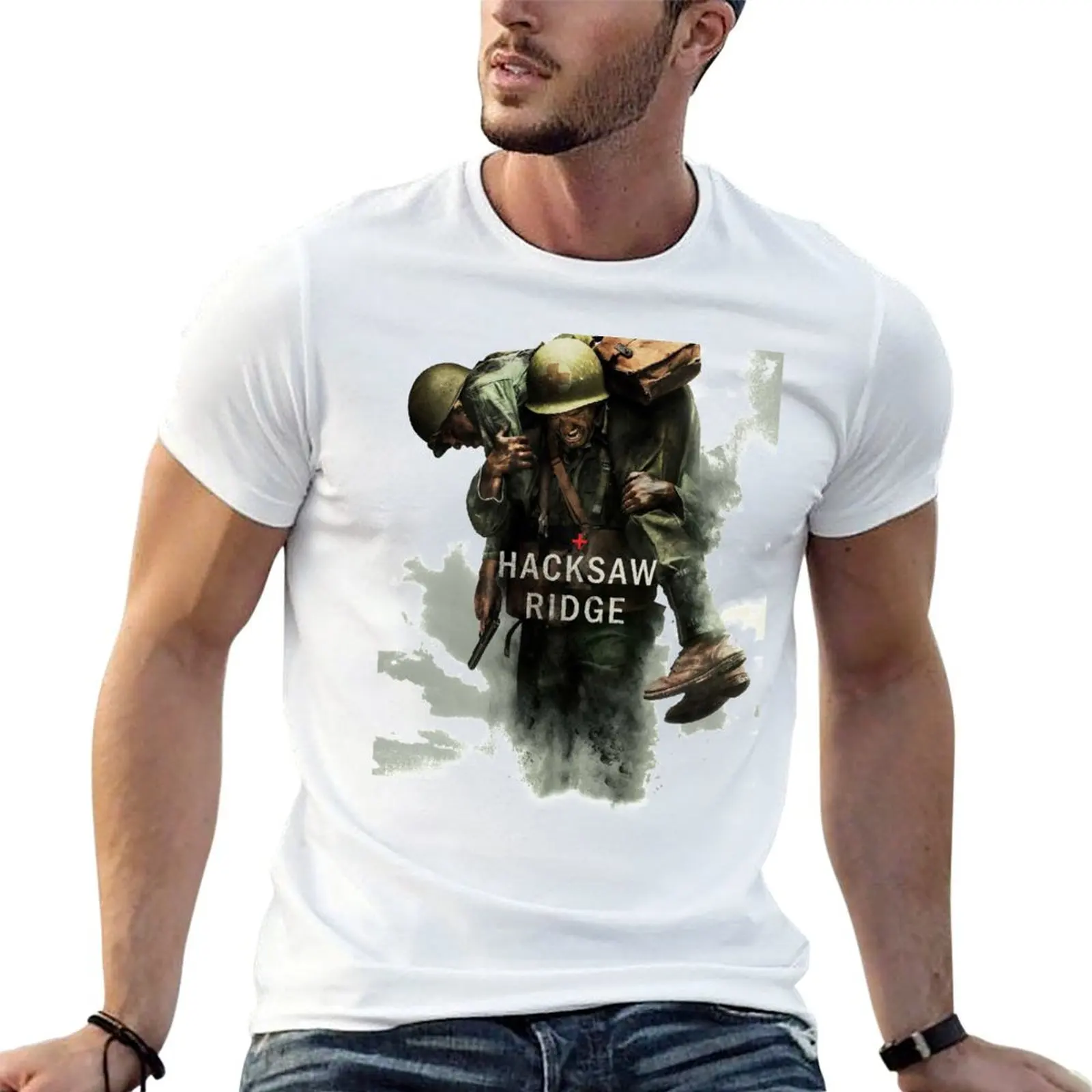 Hayleyart Custom Sticker of Hacksaw Ridge hy01 T-Shirt Soft Casual Short Sleeve Cotton Tee