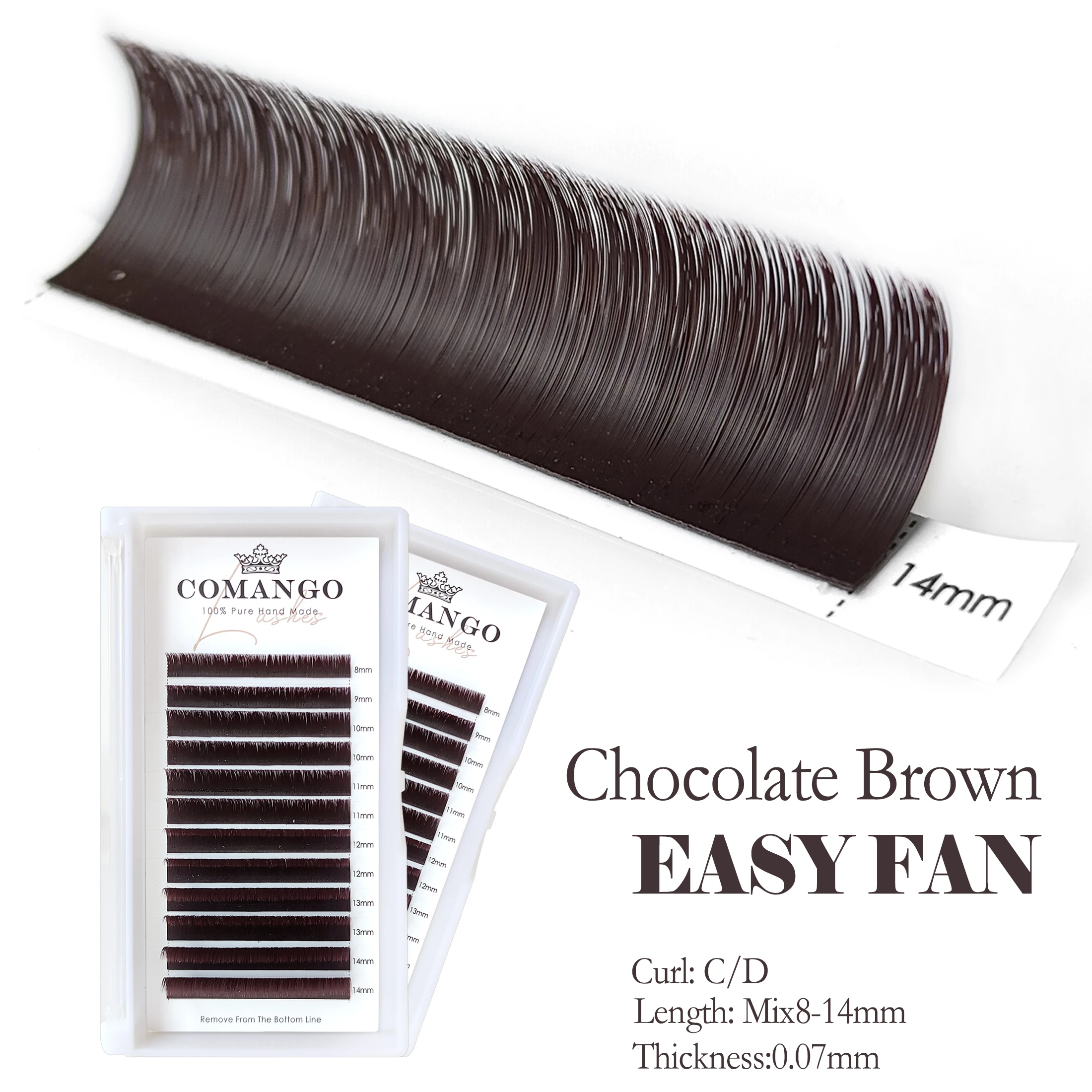 CoMango Chocolate Brown Easy Fan Lashes Premium Mega Volume Colored Eyelashes Extensions Fluffy  Blooming Cilios