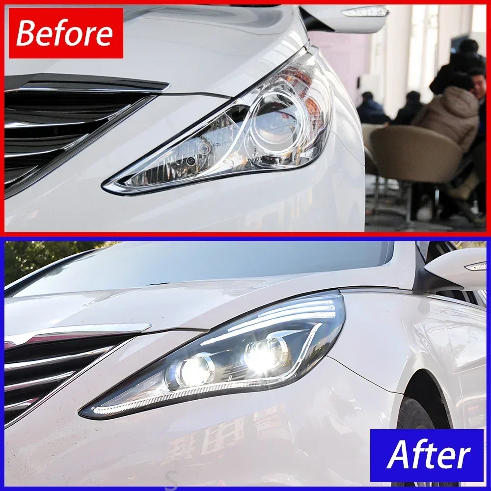 مصباح أمامي للسيارة لشركة هيونداي سوناتا 8 2011-2015 ترقية عالية التكوين Led مصابيح أمامية للسيارات الجمعية عدسة العارض الملحقات #2