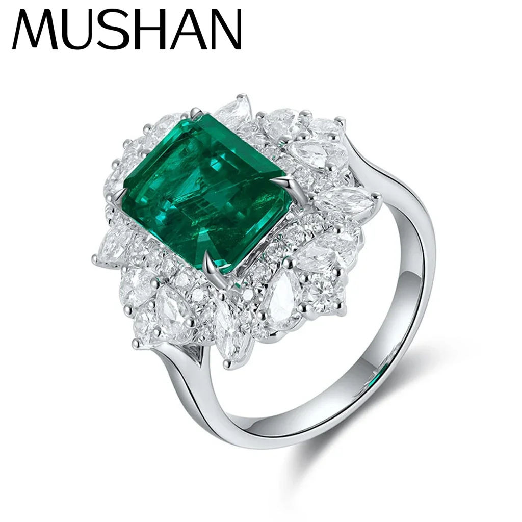 MUSHAN Custom Luxury 18k Gold Jewelry 925 Sterling Silver Ring Lab Grown Emerald Ruby Sapphire Ring Band for Women Fine Jewelry