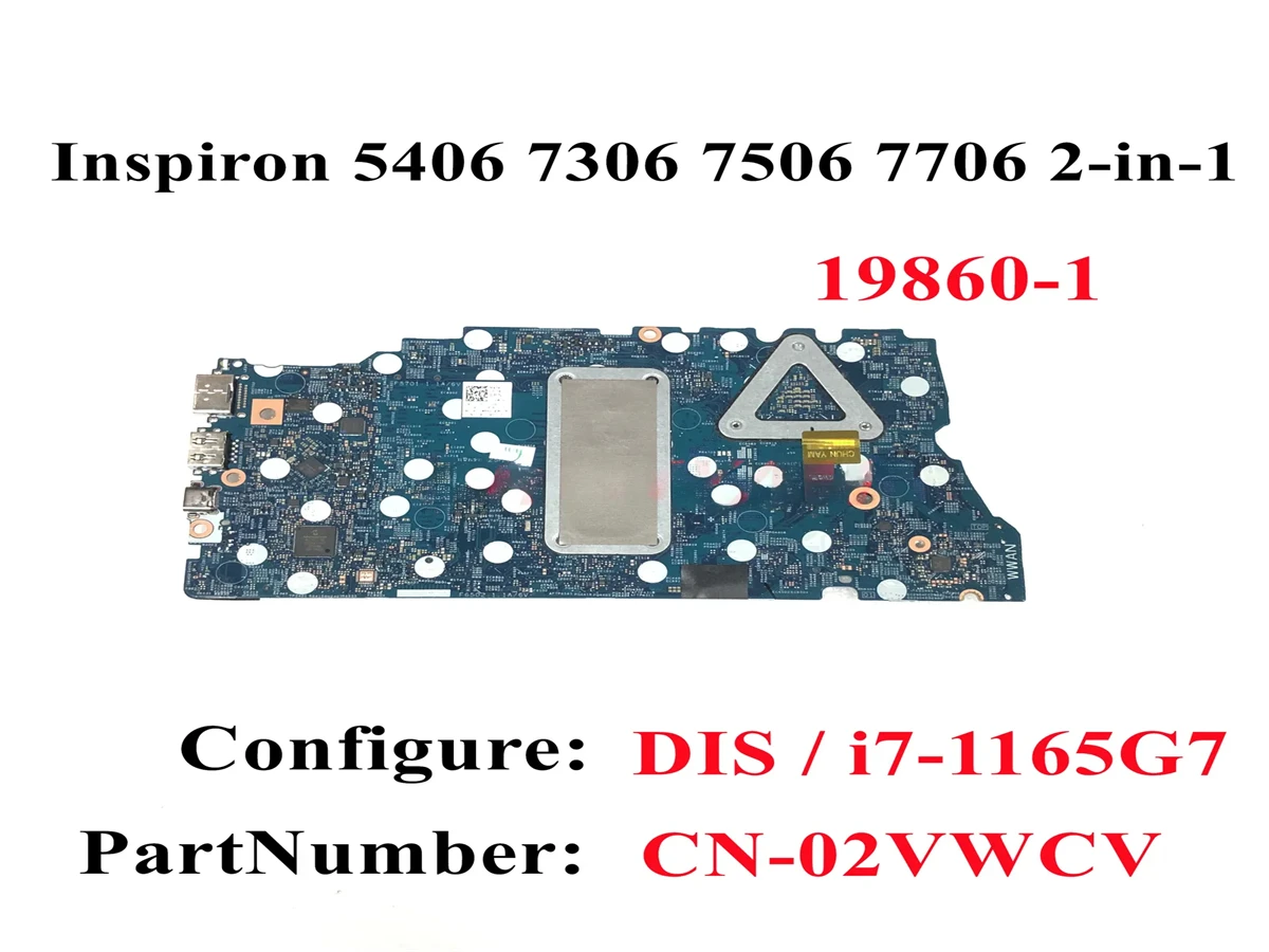 CN-02VWCV 02VWCV For DELL Inspiron 7506 7306 2-in-1 Laptop Motherboard i7-1165G7 Processor 100% Full Teste