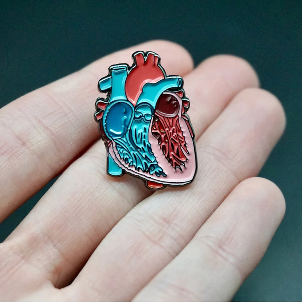 Hanreshe Anatomy Enamel Heart Brooch Pins Human Organs Internal Organs Medical Lapel Backpack Badge Gift for Nurse Doctor