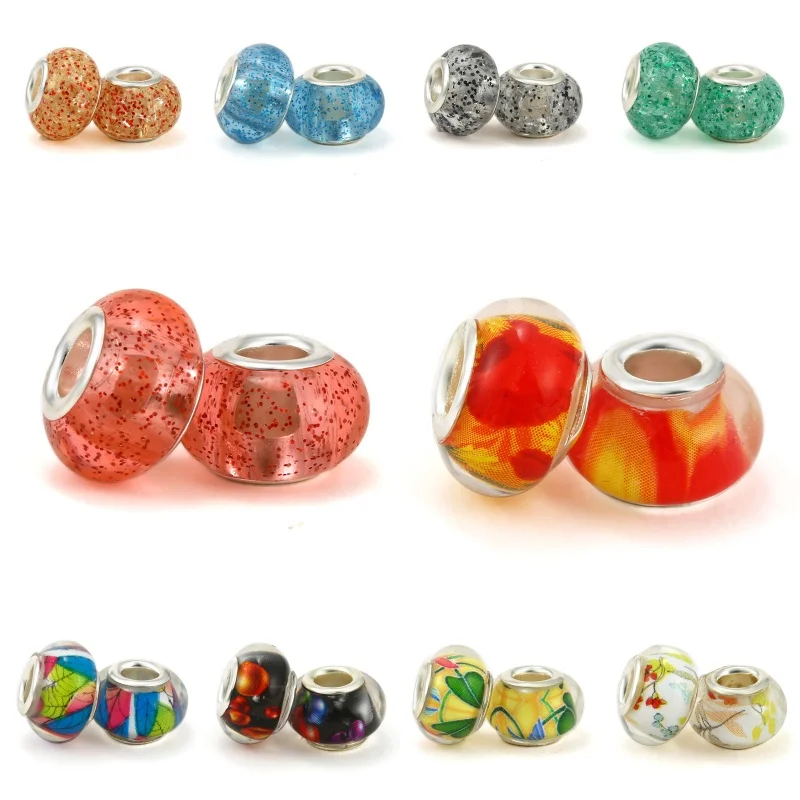 2024 New Charm Glass Beads Large Hole Girl Bracelets Bead String DIY Accessories Supplies For Pandora Fine Jewelry Making Gifts