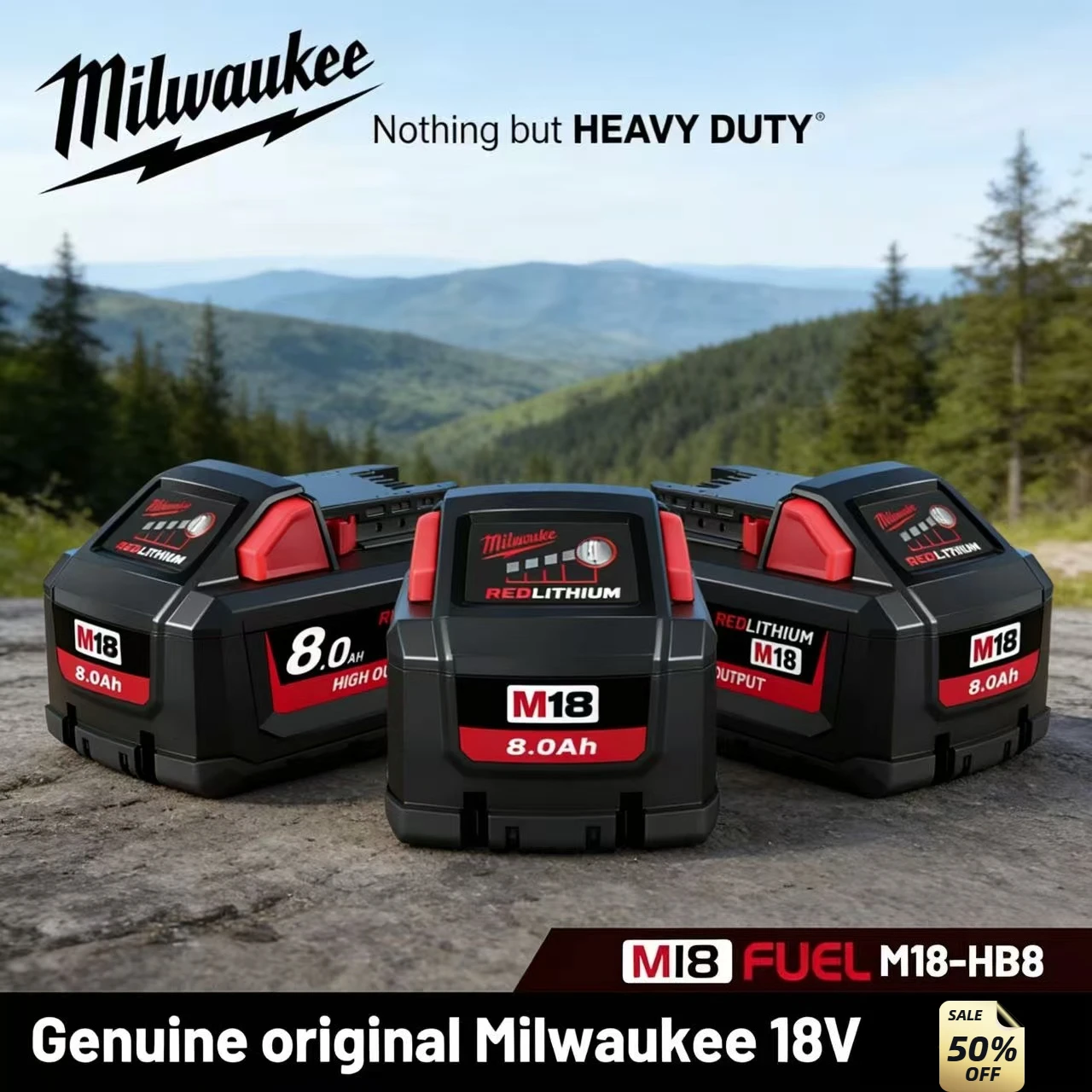 New Milwaukee M18 8.0Ah High Output Battery 18V Lithium-ion Rechargeable for Milwaukee M18 Cordless Power Tools 8Ah Battery