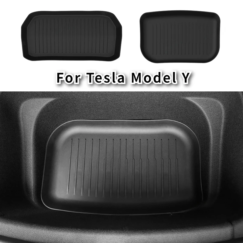 For Tesla Model Y 2021-2024 TPE Front Rear Trunk Frunk Floor Mat Storage Waterproof Protective Pad Car Decoration Accessories