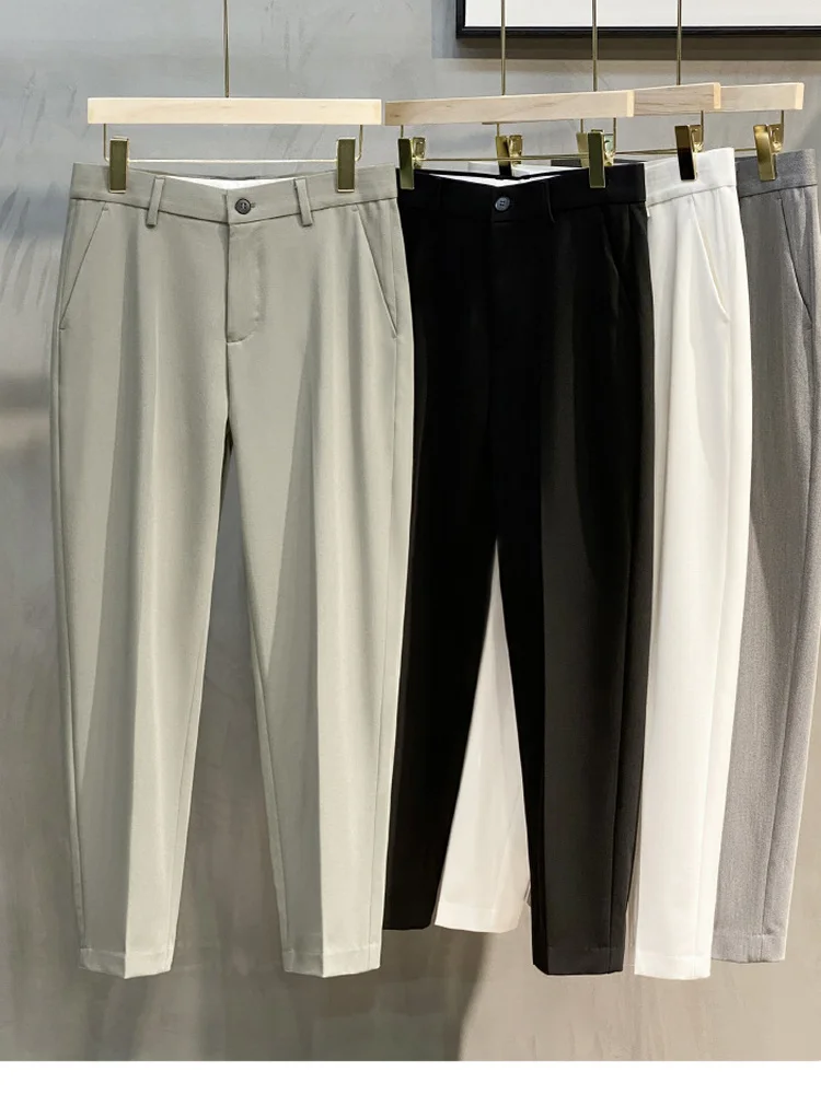 

Мужские повседневные брюки больших размеров, зауженные, длиной 7/8, в корейском стиле, повседневные, зауженные, с защитой от сминания, летние, модные