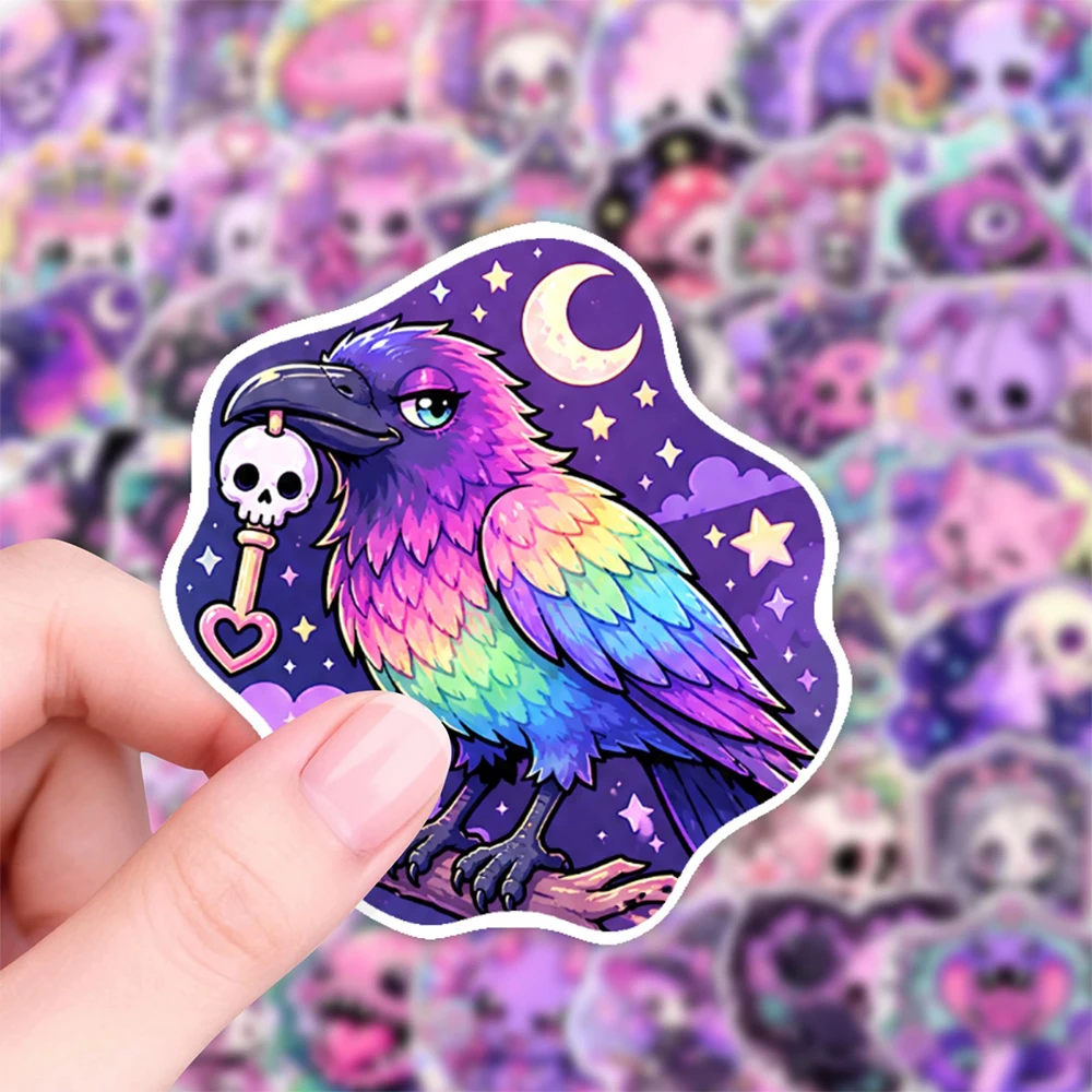 10/30/50pcs Cute Purple Gothic Style Cartoon Stickers Aesthetic Graffiti Scrapbook Phone Luggage Helmet Waterproof Sticker Decor view 4