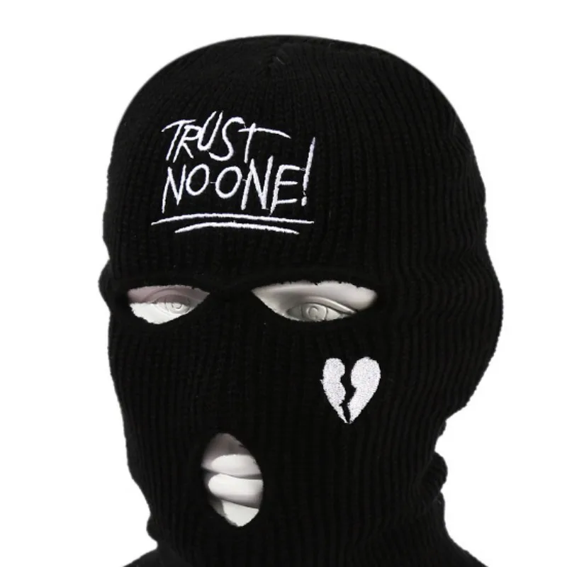 Trost Noone Embroidery Three-hole Balaclava Knit Hat Army Tactical CS Winter Ski Riding Mask Beanie Prom Party Mask Warm Mask