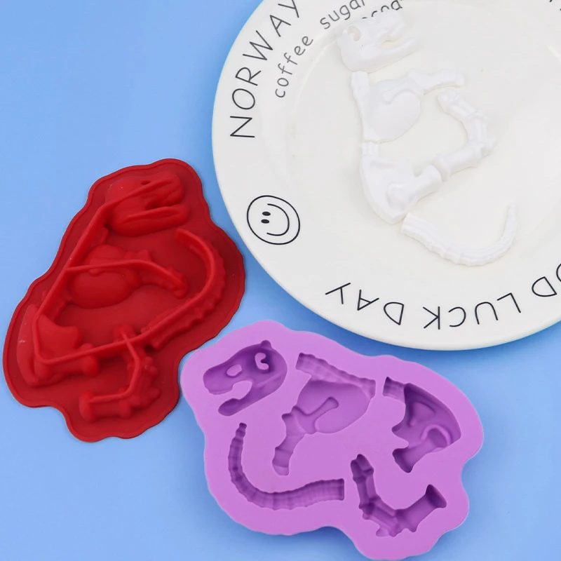 Dinosaur Chocolate Silicone Mold Dino Bones Fossil Skeleton Funny Mould DIY Baking Tool For Candy Gummy Halloween Christmas