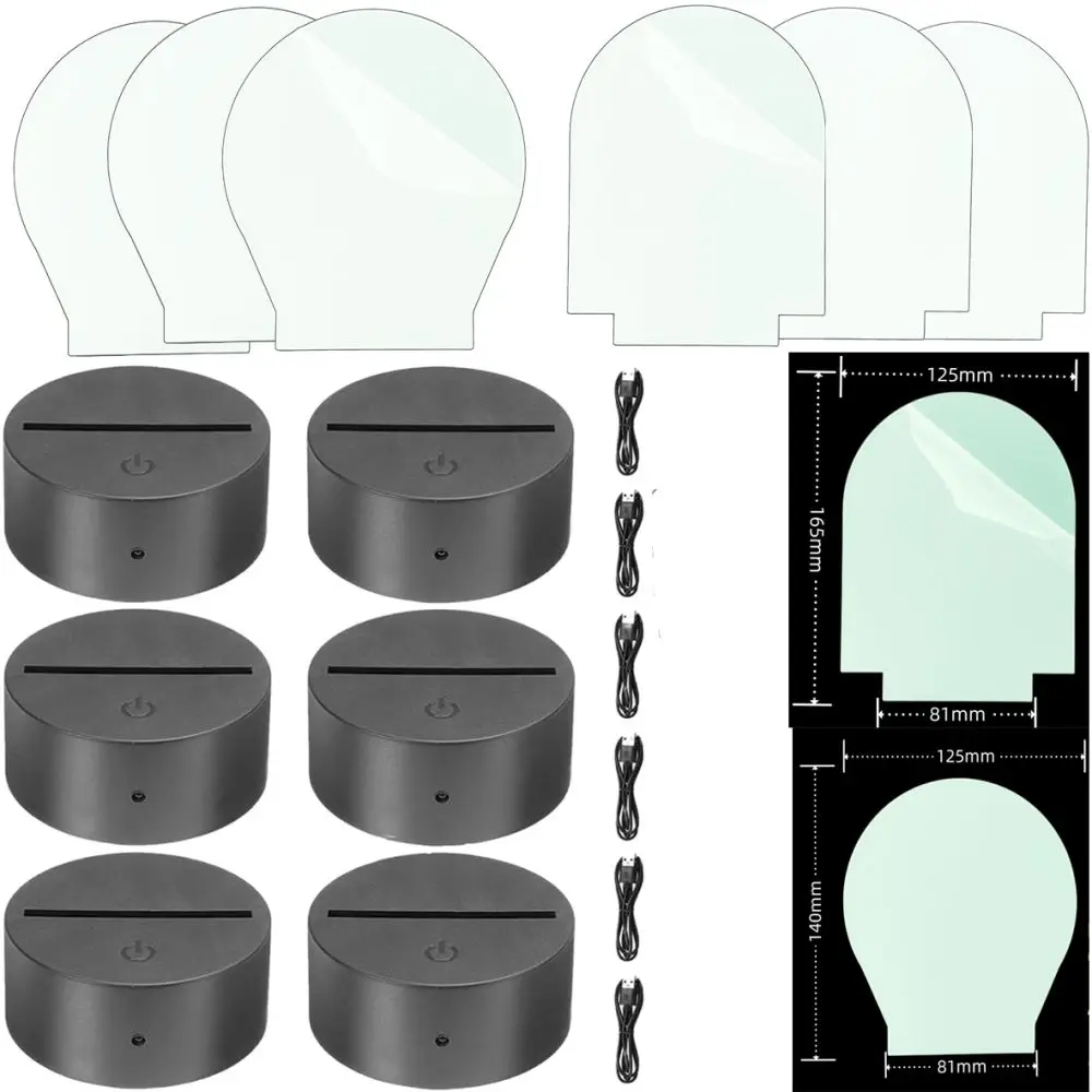 2/6 Pcs Acrylic Light Board Base 7 colors changing Decorative Light  Acrylic Resin Glass Sheets Night light Gift For Kids