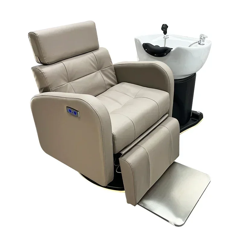 Salon Half lying electric adjustable lift head spa hair washing chair massage shampoo bed