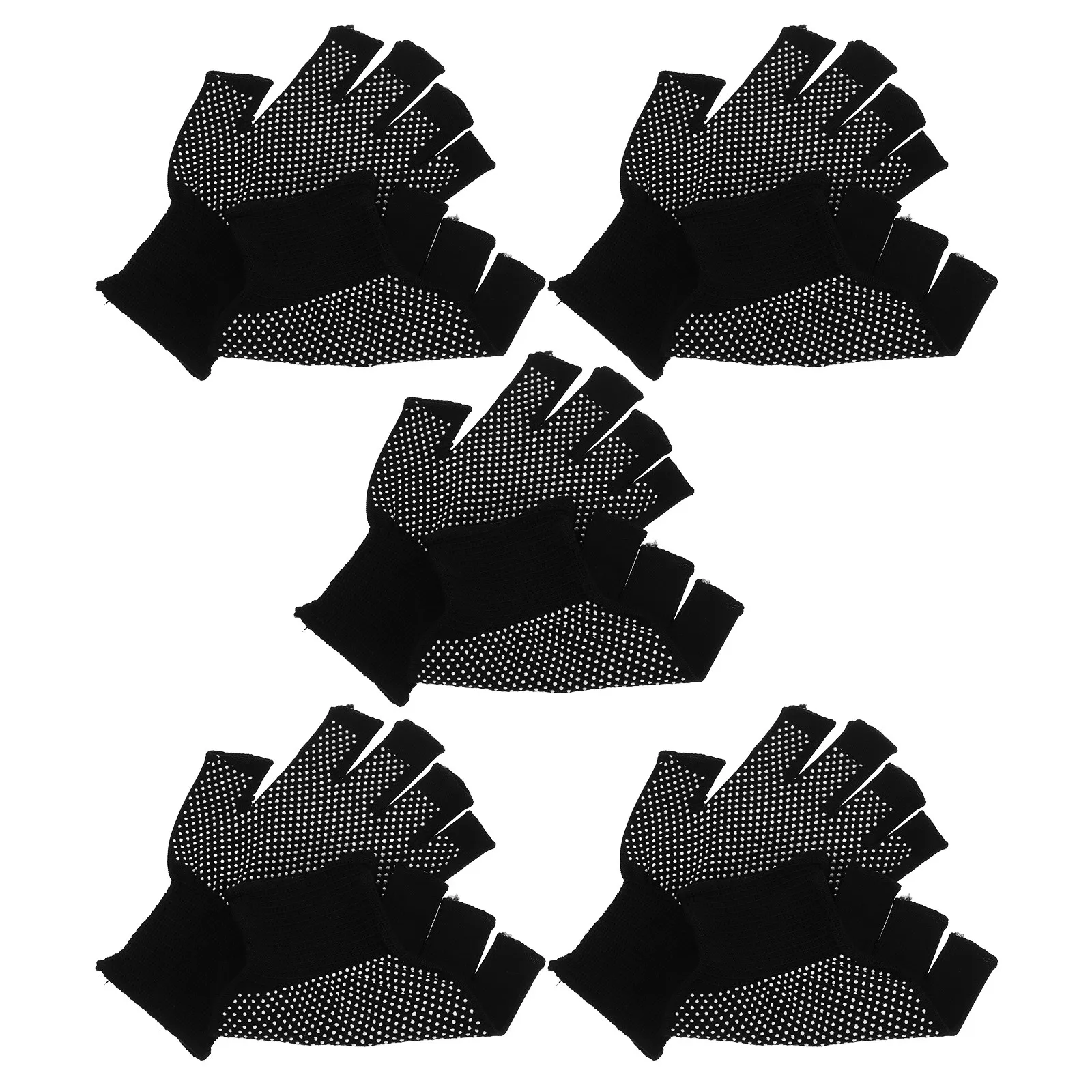 5Pairs Fingerless Work Gloves Winter Warm Anti-Slip Grip Breathable Polyester PVC Gloves for Driving Cycling Hiking Repair