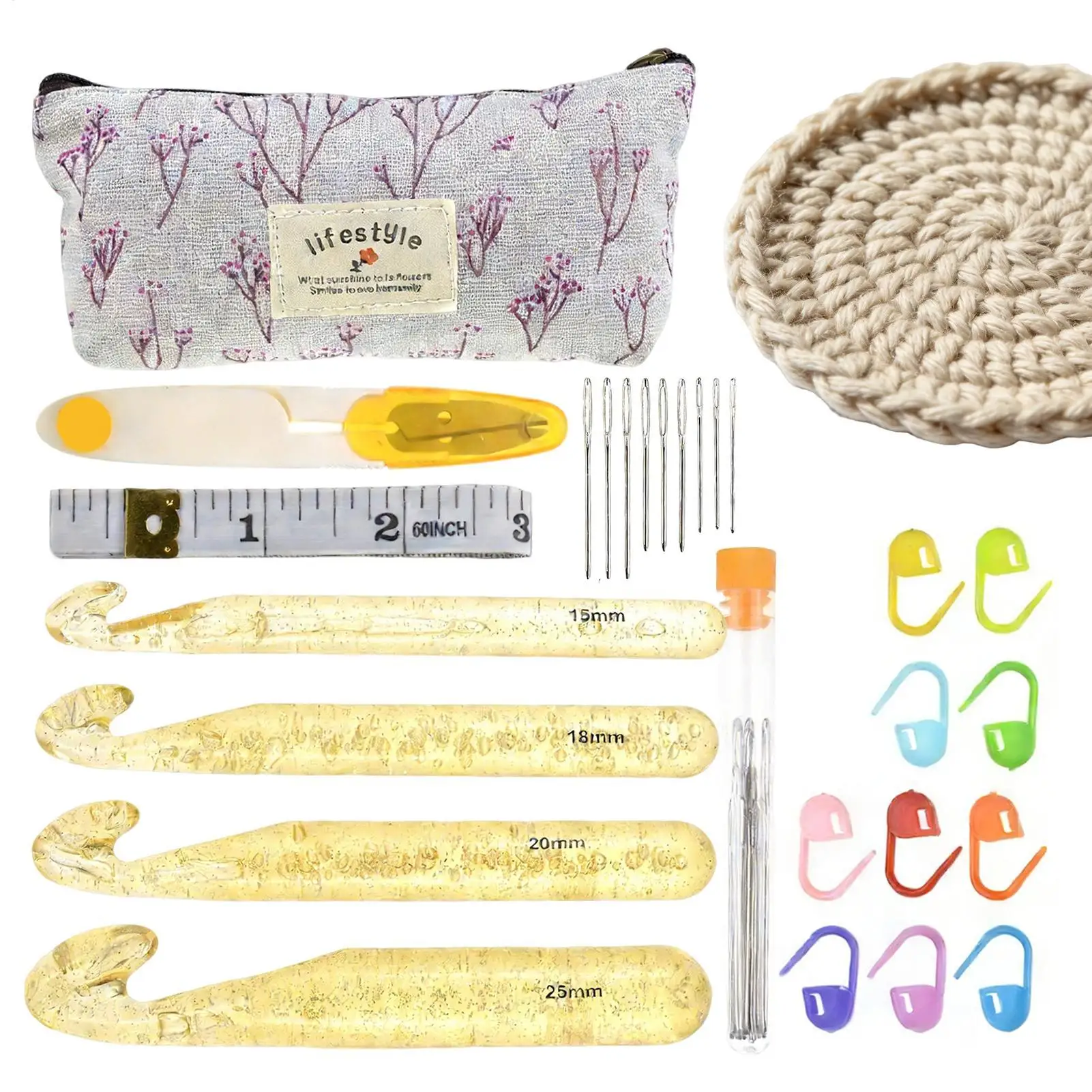 

Ergonomic Crochet Hook Set Crocheting Needles Kit For Yarn Portable Yarn Hooks Set For Beginners Adults Seniors Home Studio