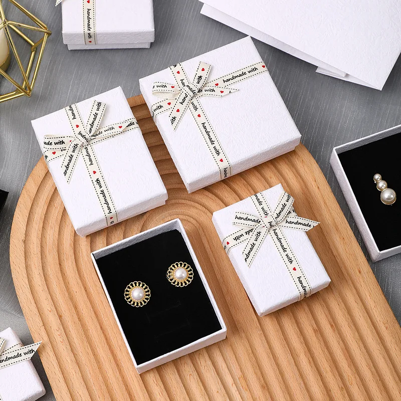 Customized. Jewelry Box White Ribbon Tiandigai Box Jewelry Packaging Box Ornament Storage Box Box