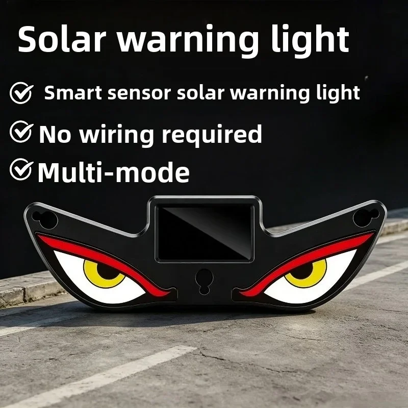 Devil Eyes LED Car Light, Solar Powered Cool Sticker Lamp, Auto Rear Window Warning Light with Suction Cups, Universal for All