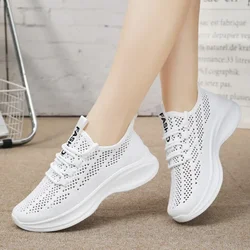 Women“s Casual Sneakers Mesh Breathable Lace-up Vulcanized Shoes Ladies Platform Comfort Sneakers Sandalias De Mujer Verano 2024