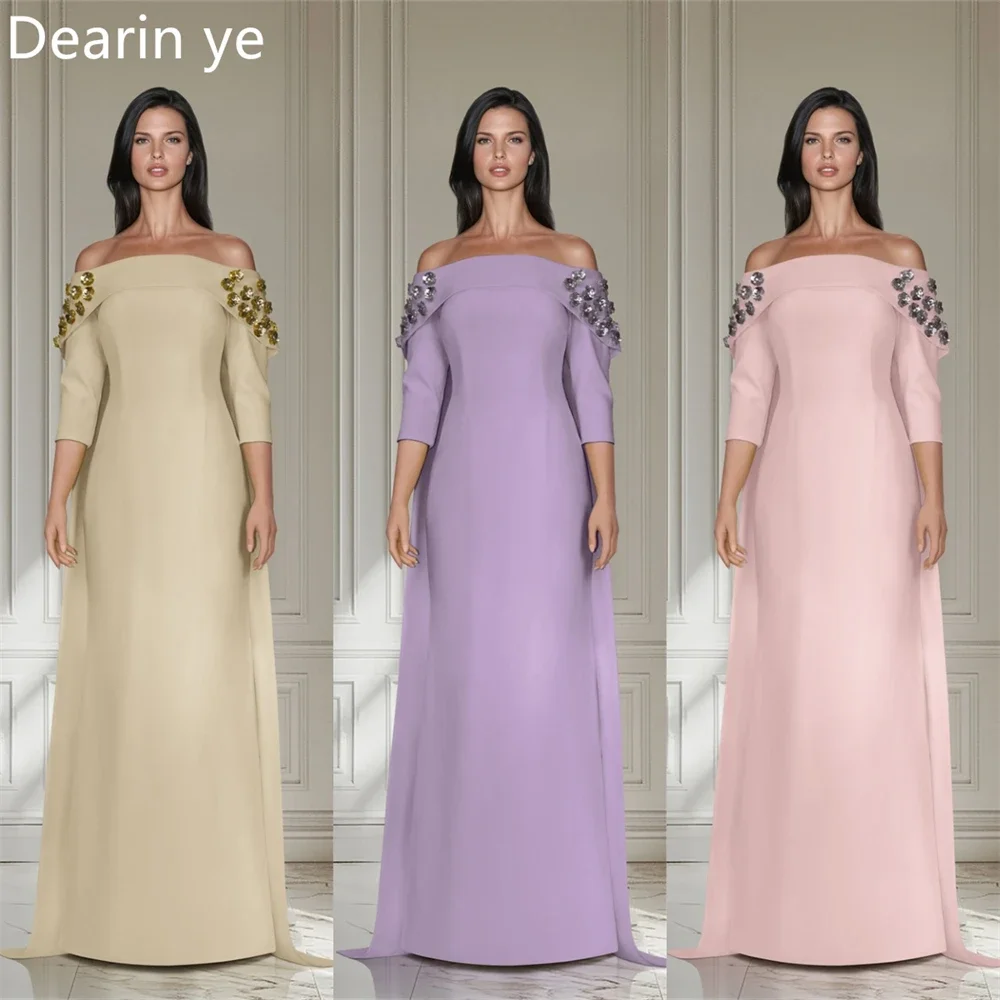 Customized Evening Gown Saudi Arabia Dearin Off-the-shoulder Column Floor Length Skirts Vertically Bespoke Occasion Dresses Form