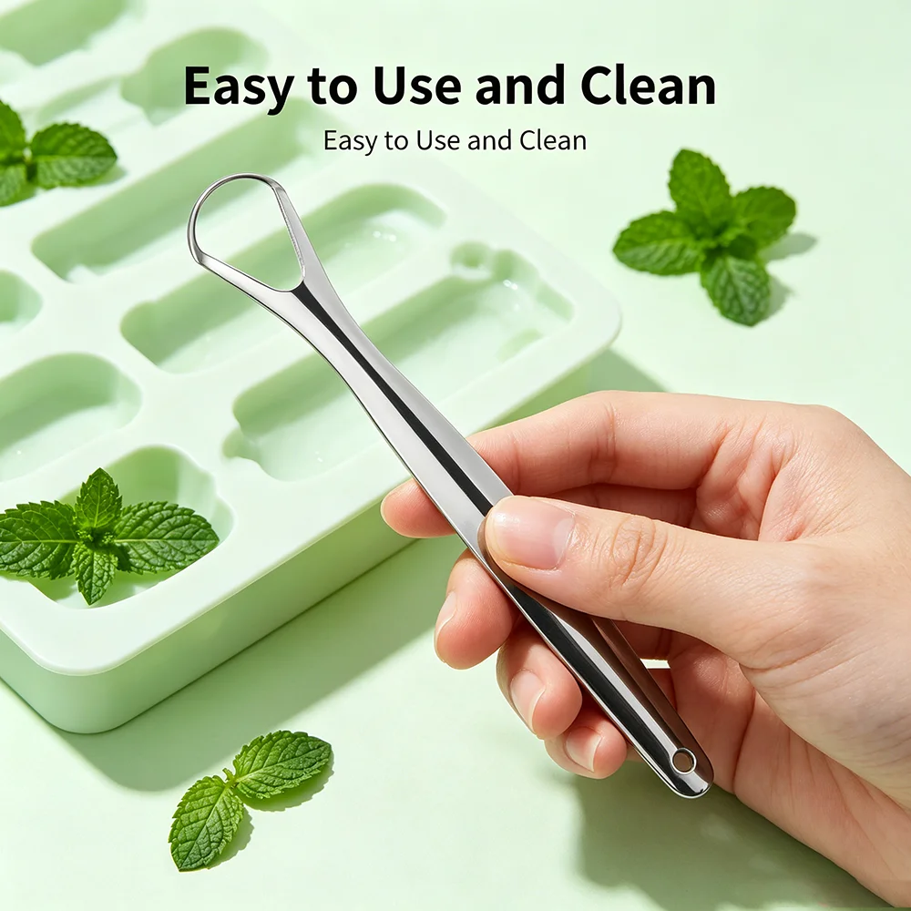 3PCS Portable Dental Care Tool, Adult Tongue Scraper, Durable Metal Cleaner, Great for Removing Tongue Residue Daily Oral
