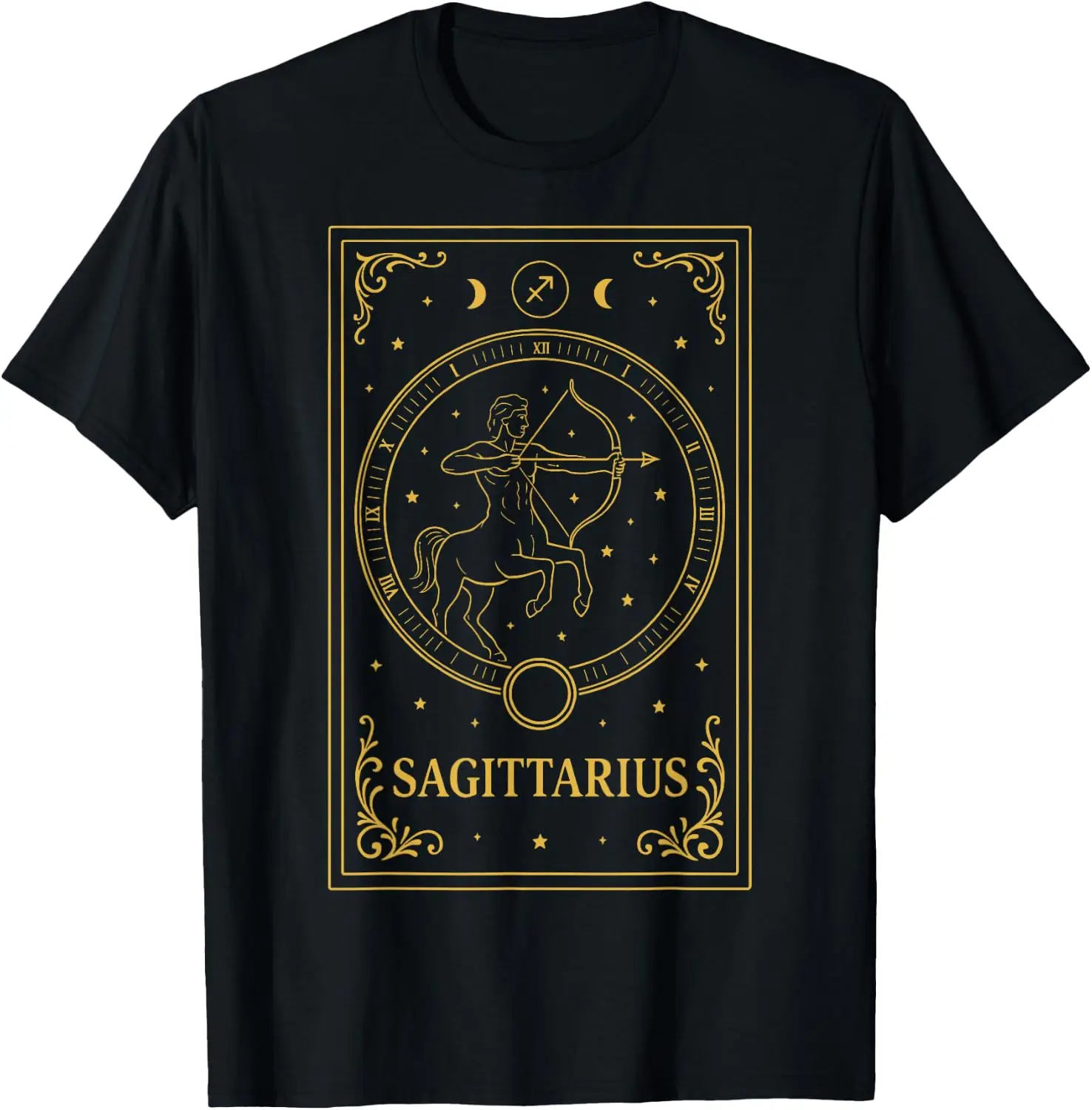 Sagittarius Tarot Card T-Shirt 100% Cotton Trendy Y2K Short-Sleeve Tee-Soft, Quick-Drying, Moisture-Wicking; Ideal Sports Casual