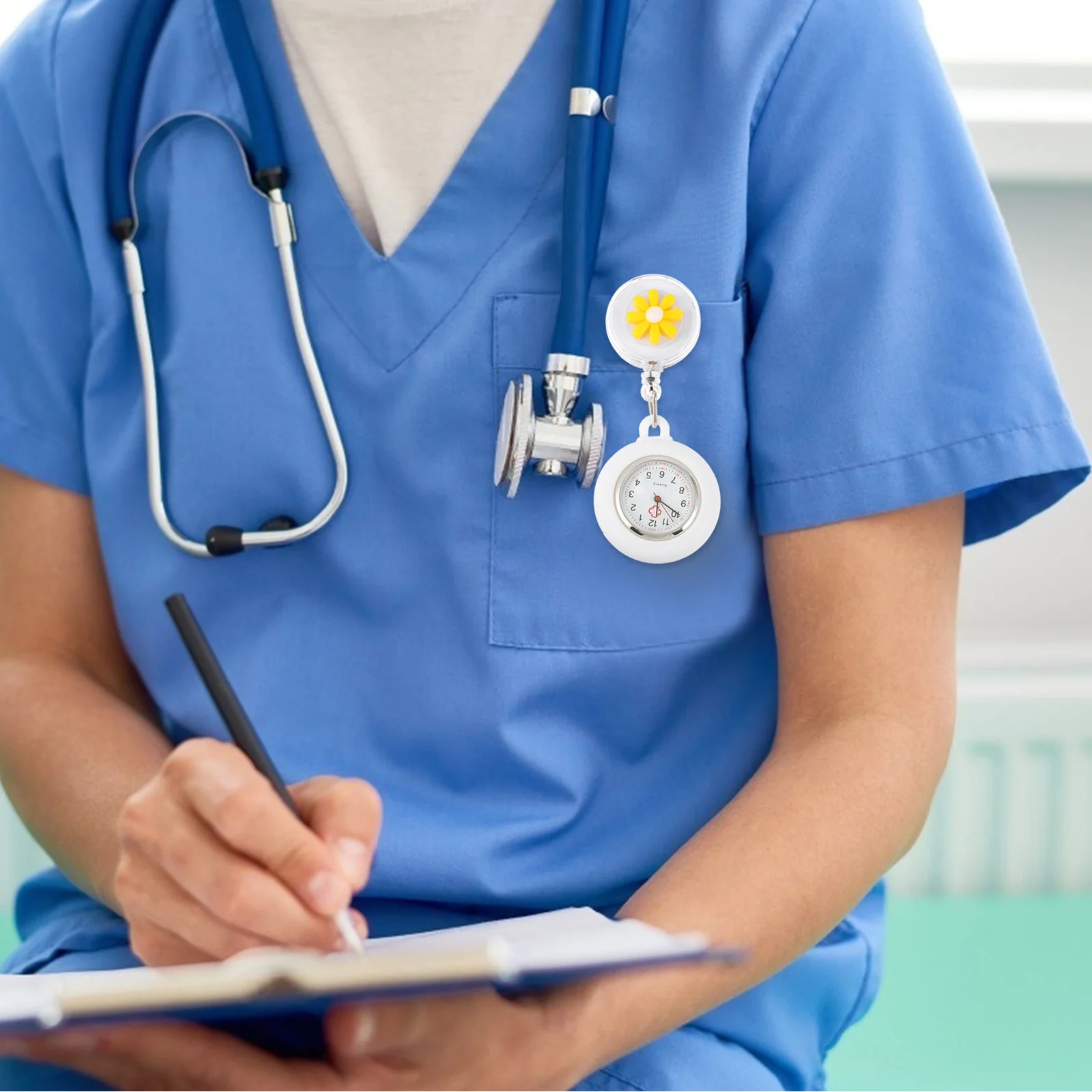 2 قطعة ساعة جيب سيليكون ليتل ديزي ممرضة طبيب الطبخ معلقة الصدر ساعة التمريض ديكور توقيت ساعة #4