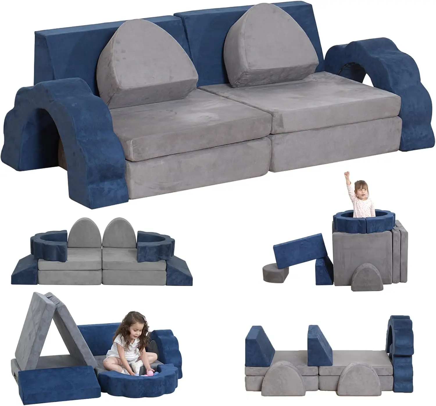 Couch Sofa for Kids Sectional Sofa 10PCS Playroom Imaginative Furniture for Creative Kids Girls and Boys Bedroom