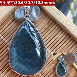 Natural Blue Aquamarine Buddhism Pendant Necklace Bear Aquamarine 35mm Round Women Fashion Jewelry AAAAAA
