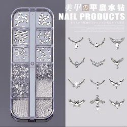 1 scatola Nail Charm strass Caviar Beads argento trasparente tutti i colori cristallo fondo piatto forma mista Manicure fai da te Art decorazione 3D