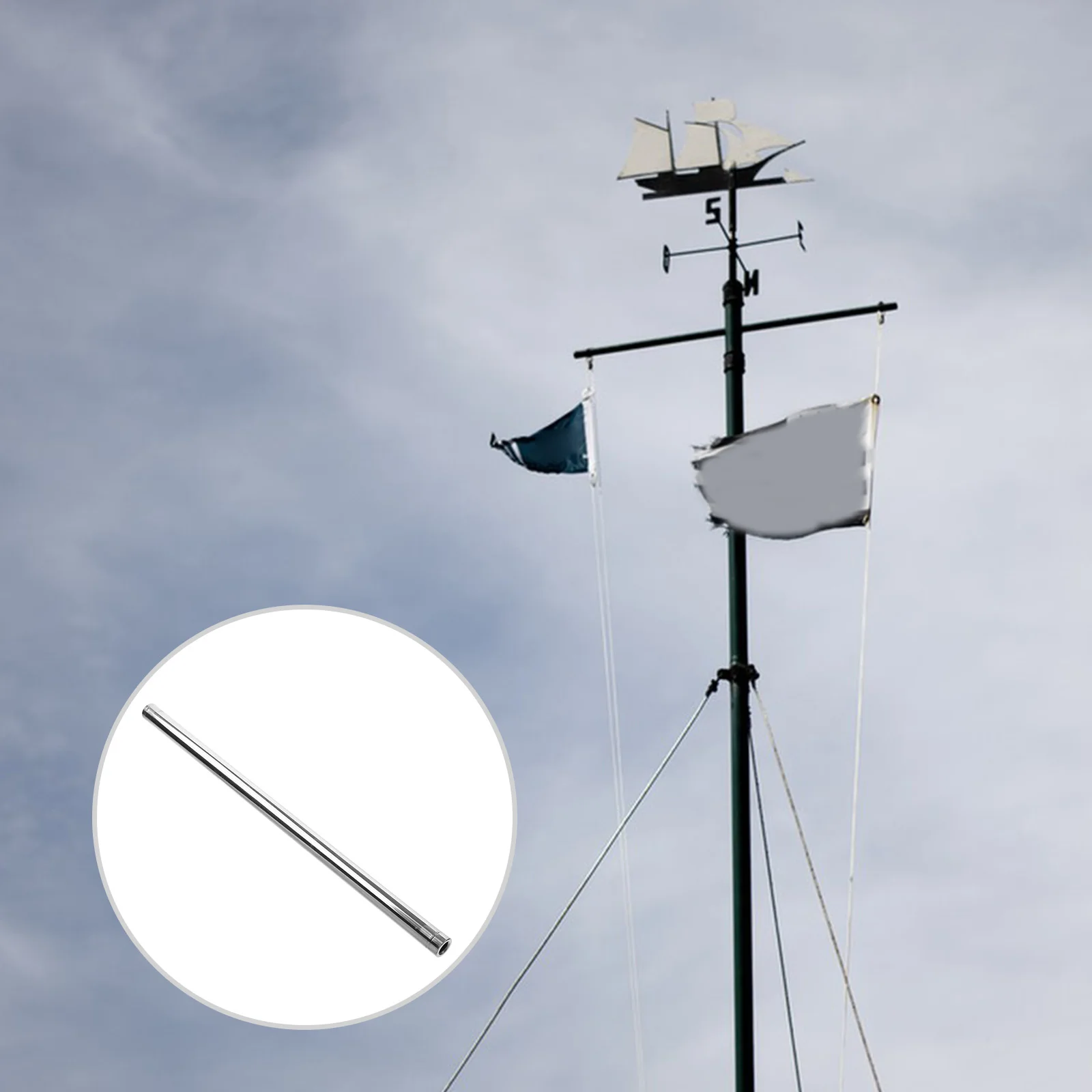 

Stainless Steel Telescoping Weathervane Extension Rod Mounting Pole Roof Antenna Support Compact Lightweight