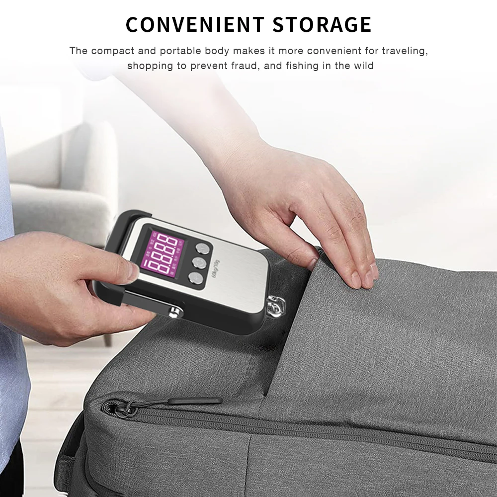เครื่องชั่งน้ําหนักสแตนเลสแบบใช้มือถือ 60Kg/10g เครื่องชั่งน้ําหนักดิจิตอลแบบพกพา LCD แบบชาร์จไฟได้ ตกปลา กระเป๋าเดินทาง เครื่องชั่งแบบแขวน
