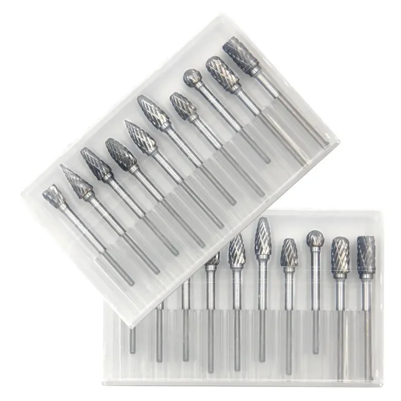 

10pc Hard Alloy Rotary File 3*6 Double Grain Tungsten Steel Grind Head Electric Grind Mold Woodwork Grinding File Tool Set