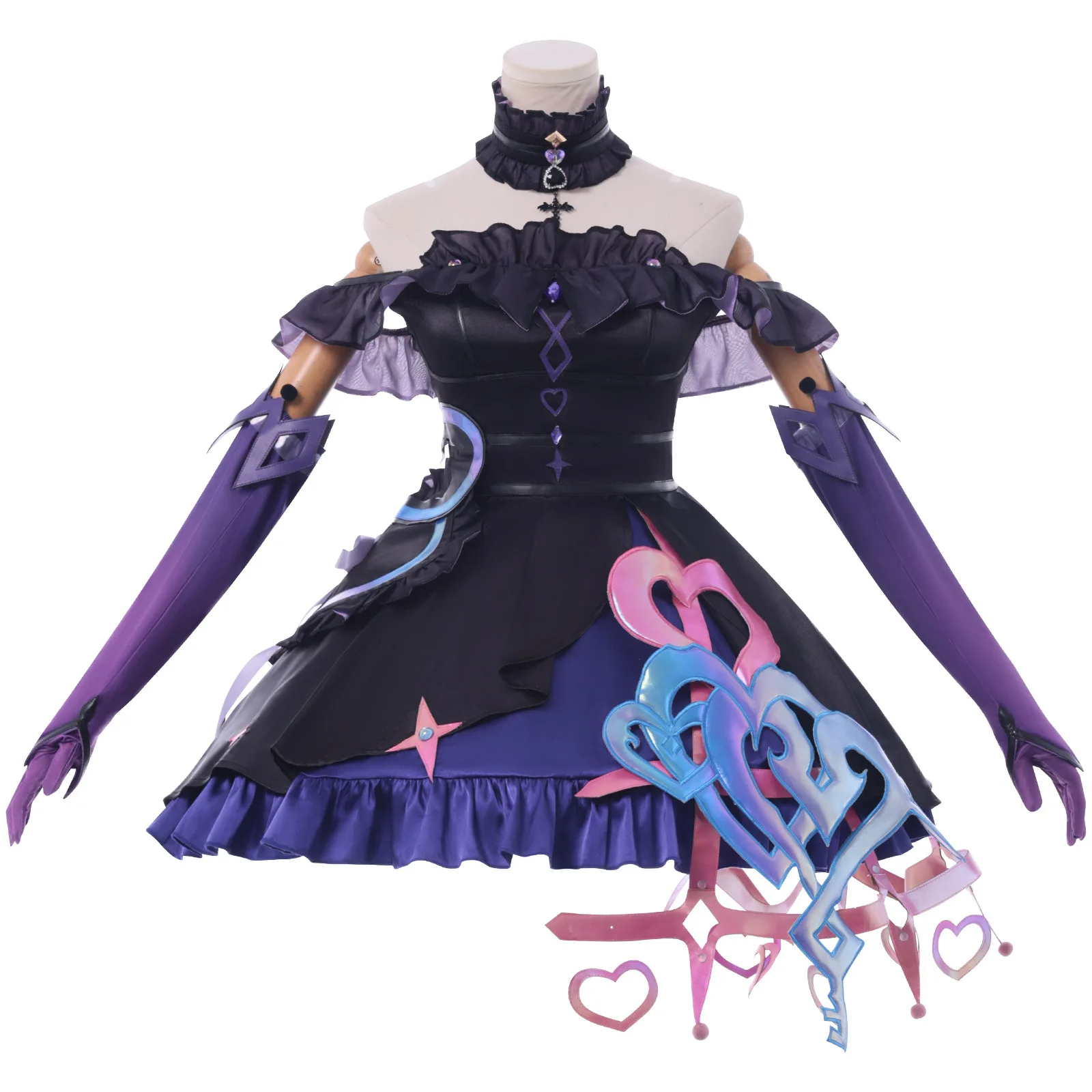Costume de cosplay Sanrio Kuromi Linked Lolita pour femmes, ensemble complet, robe mignonne de marque co-brandée pour les salons de bandes dessinées et les soirées à thème