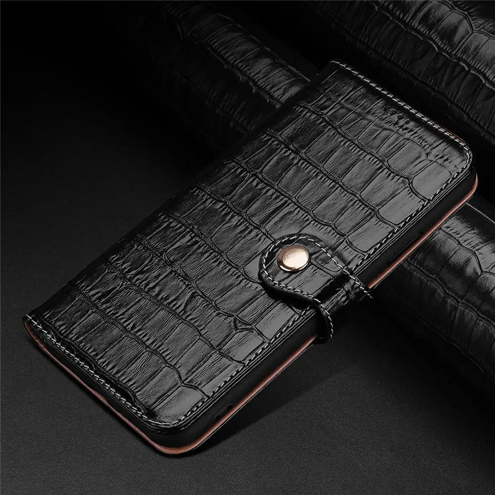 

Genuine Cowhide Leather Crocodile Wallet Case for iPhone 15 16 Pro Max Card Pocket Cover