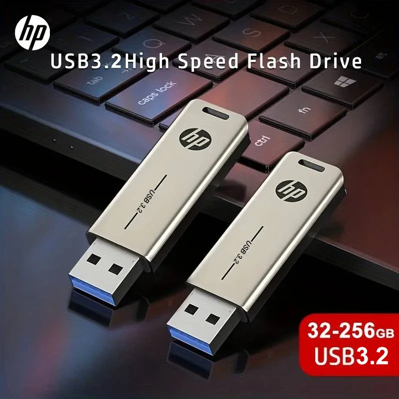 HP USB3.2 Flash Drive 32GB 64GB 128GB 256GB High Speed Sticks External Storage Metal Pen Drive Creative Personality Car Music