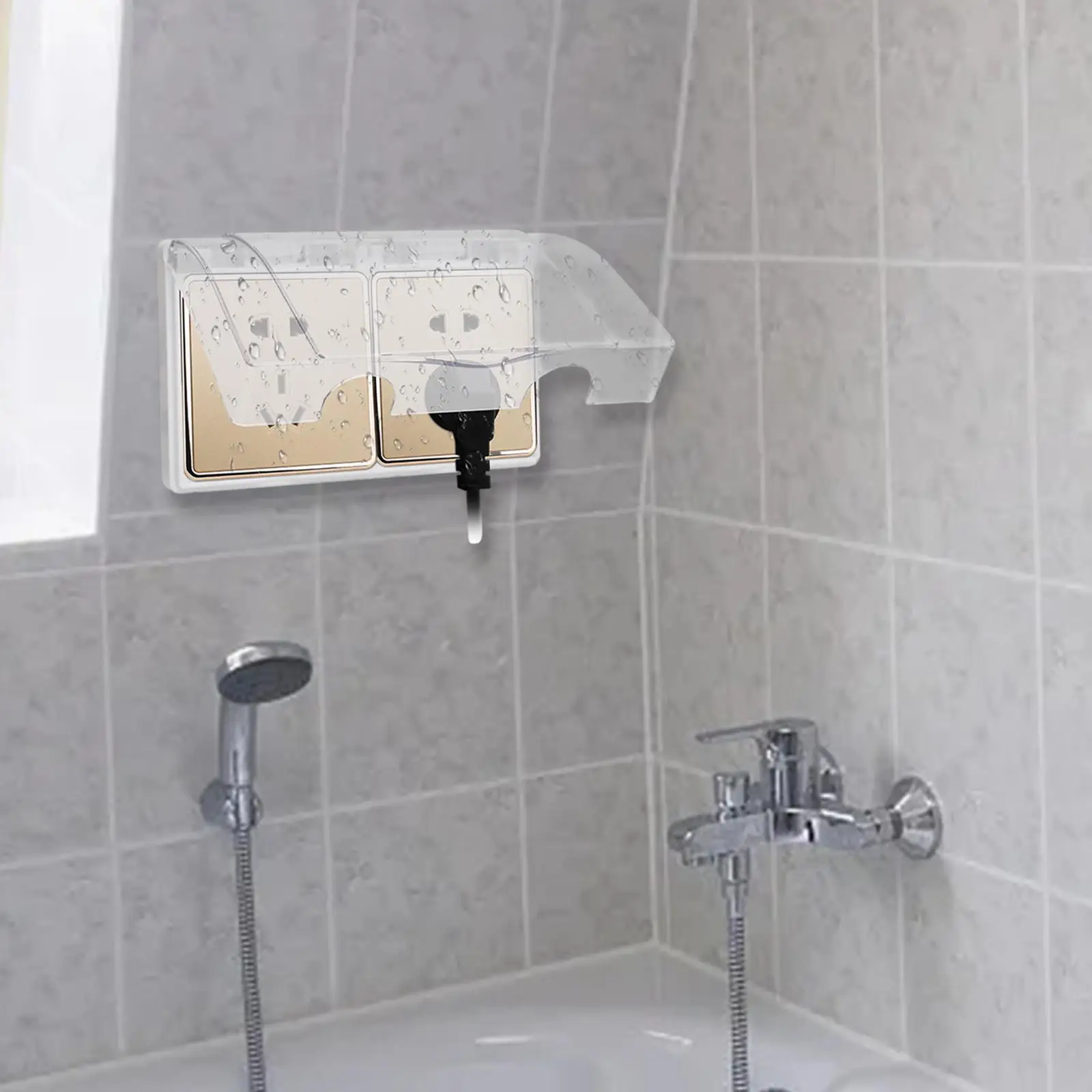 2 Gang Waterproof Outlet Cover Electrical Weatherproof Cover Dustproof Box Socket Panel Cover for Office Living Room