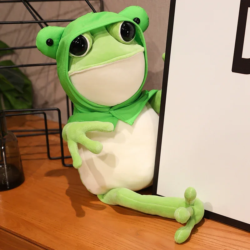 Kawaii Mantel Frosch Plüsch Spielzeug Weiche Stofftier Schöne Hut Große Augen Anime Puppe Baby Umarmung Kissen Kinder Junge Geburtstag Geschenke